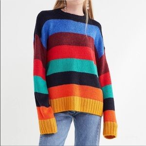 UO | Oversized Rainbow Striped Sweater